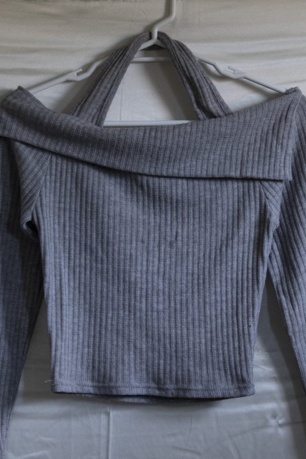 Grey Off Shoulder Top - Image 2